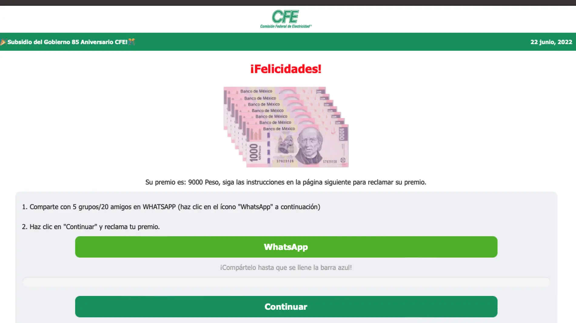 El engaño del premio de la CFE 